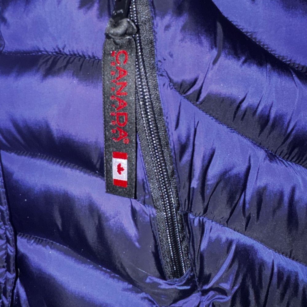 Canada Weathergear Blue Hooded Collared Long Puffer Jacket Full Zip Button S - Picture 2 of 10